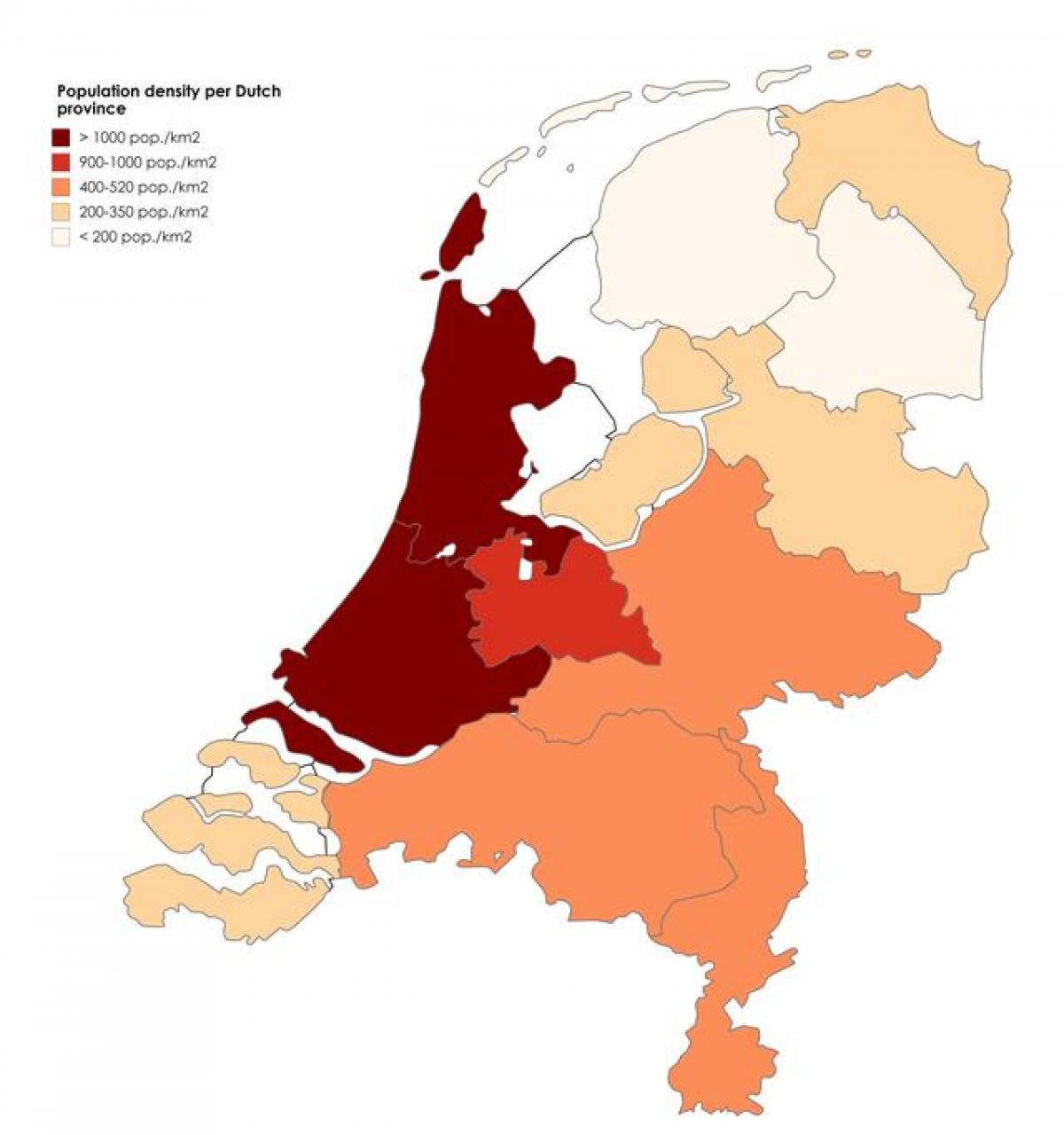 Mapa de densidade dos Países Baixos