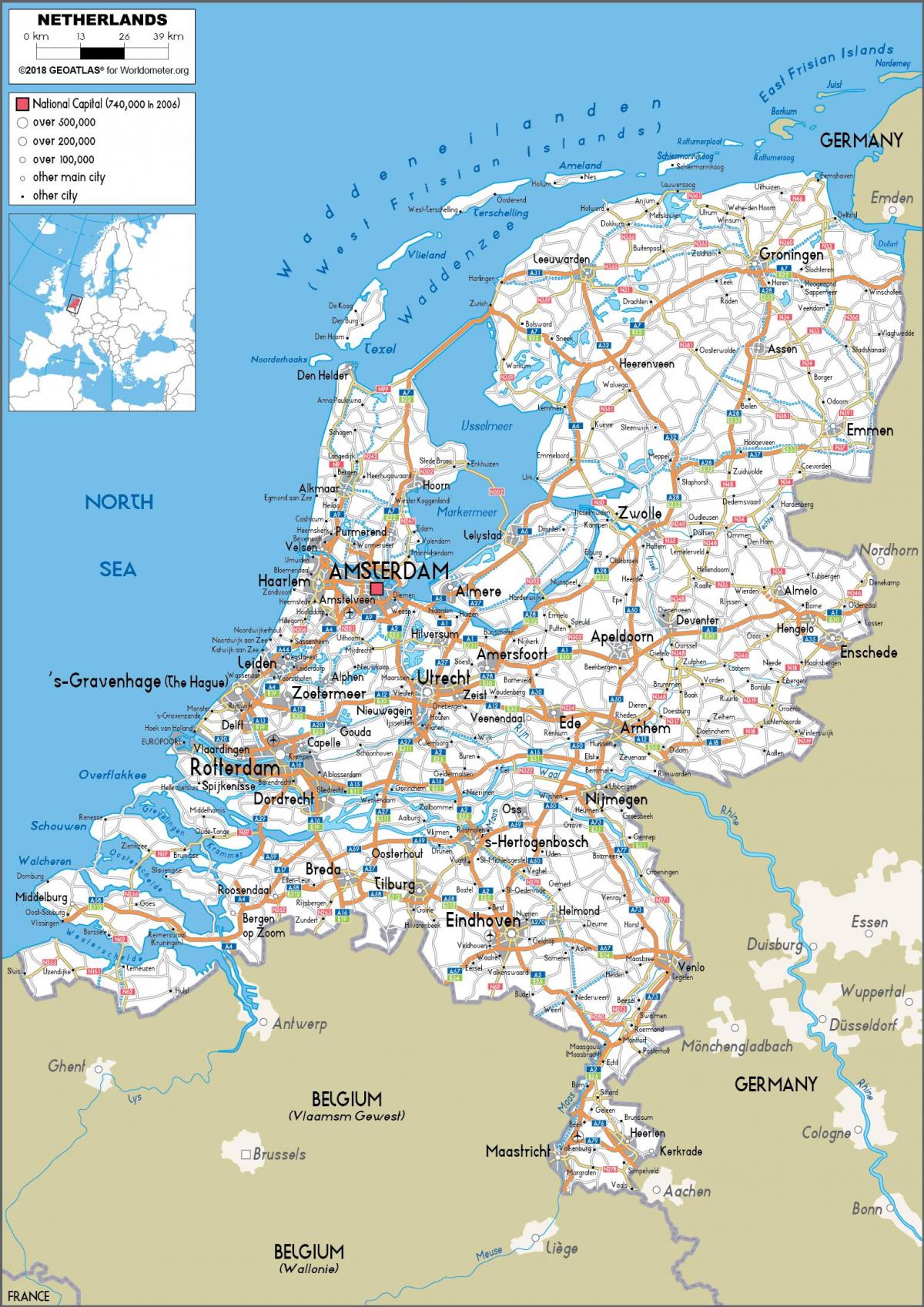 Mapa de Condução da Holanda