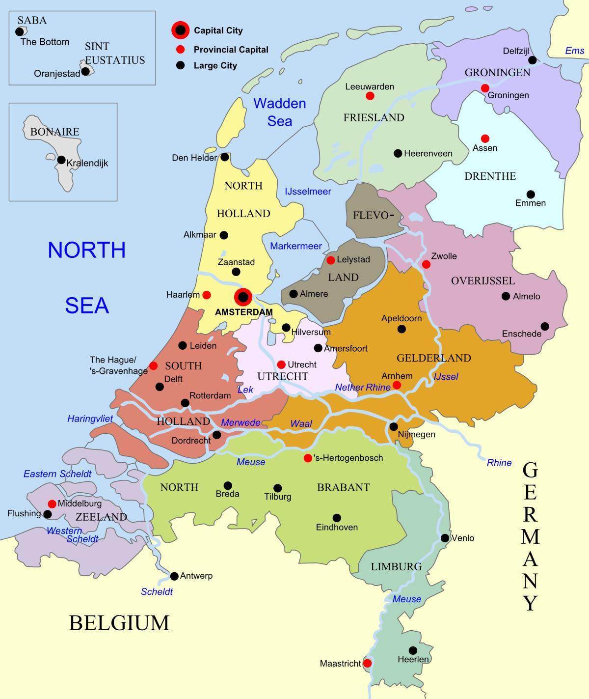 Holanda sobre um mapa