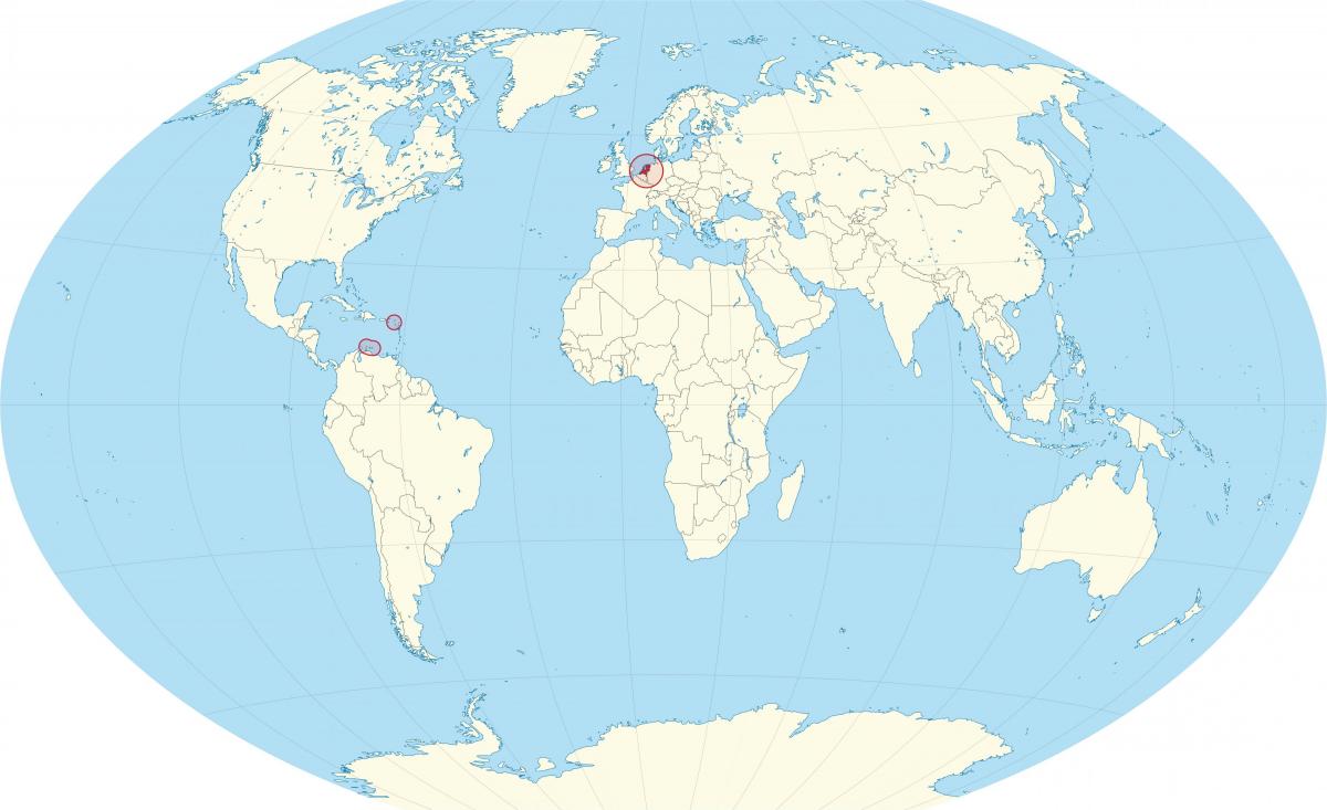 Localização da Holanda no mapa do mundo